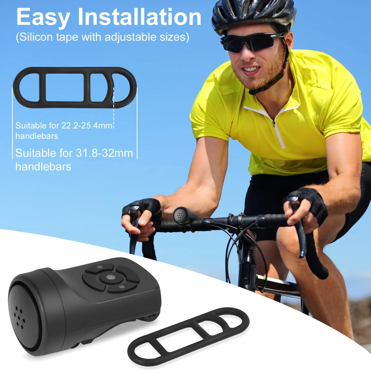 Flintronic Sonnette de Vélo Électrique 120dB IPX4 USB Klaxon Noir