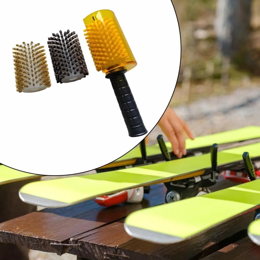 Kit de Brosse à Farter pour Snowboard avec Manche et Protection, Brosse Rotative, Kit de Brosse pour Ski