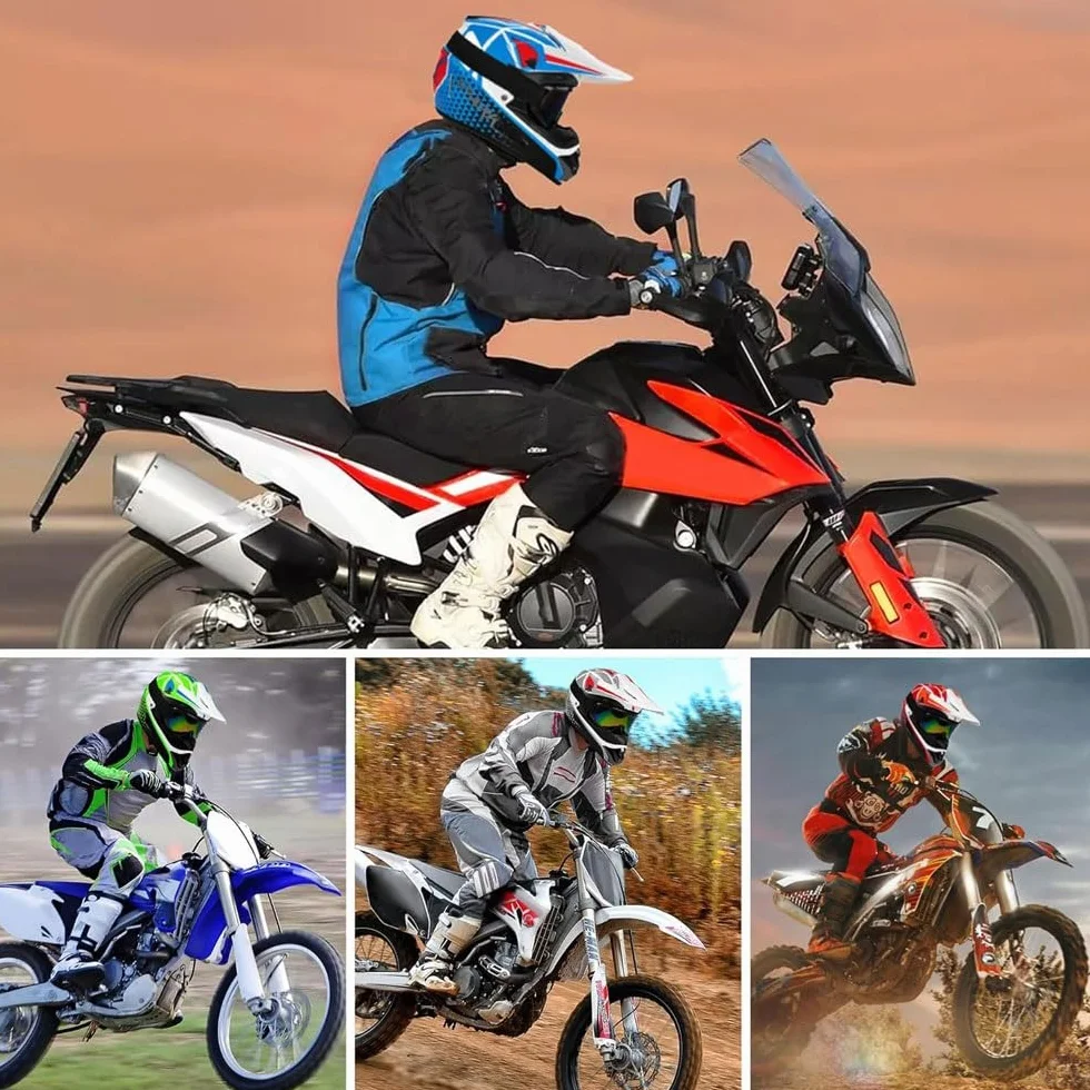 Casque Motocross Intégral Unisexe 9-14 Ans avec Lunettes Gants Masque