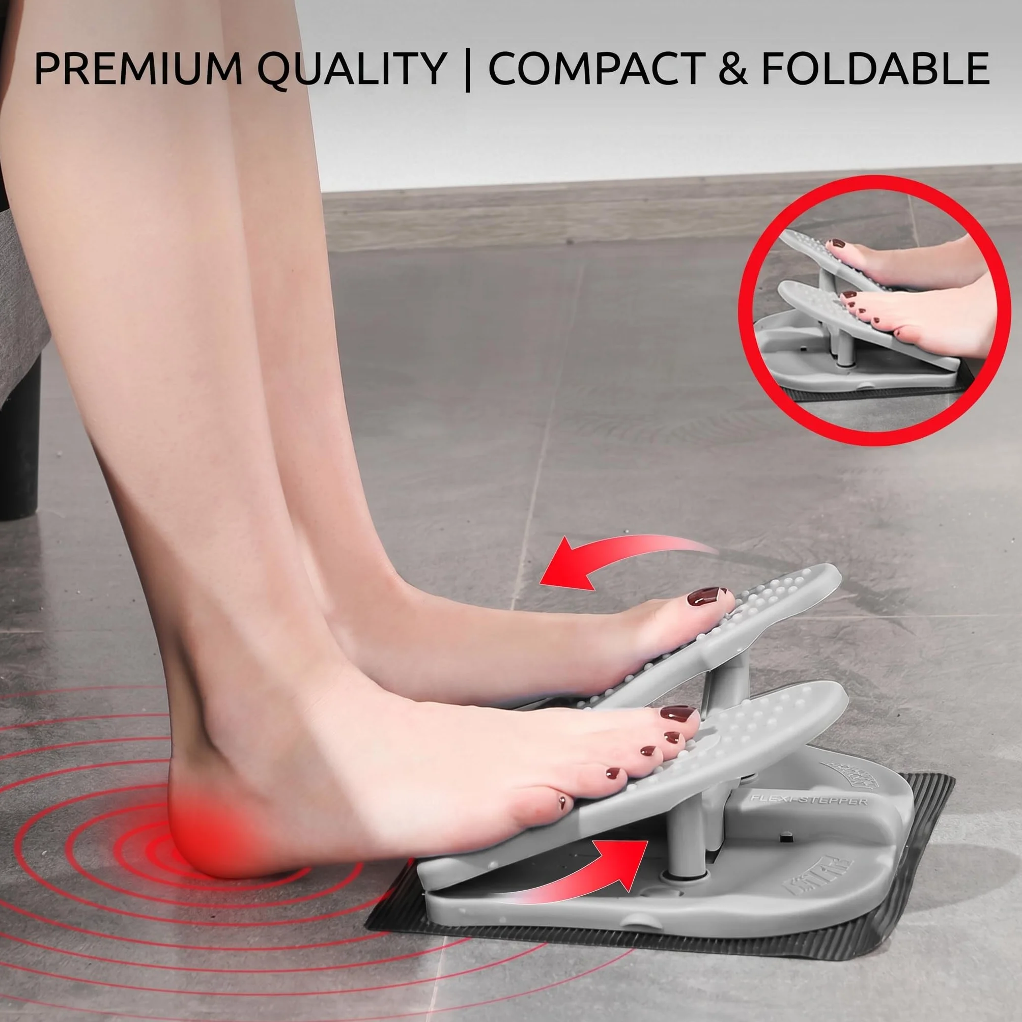 Changor Machine Pas à Pas pour Pieds, Appareil d'Entraînement Silencieux Pliable Jambes, Pédale Exercice Compacte Nylon