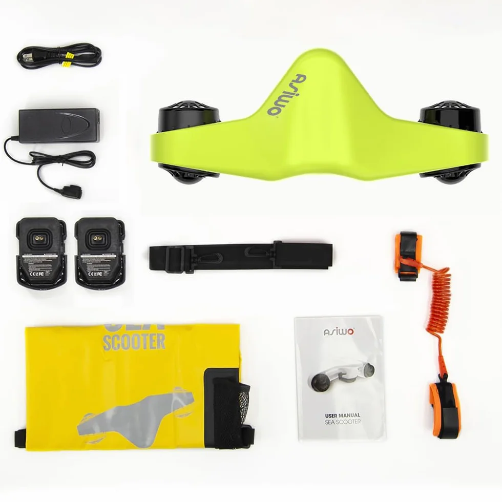 Asiwo Scooter sous-Marin avec Support pour caméra d'action 2 Batteries - Scooter Marin à Deux Moteurs étanche pour la plongée