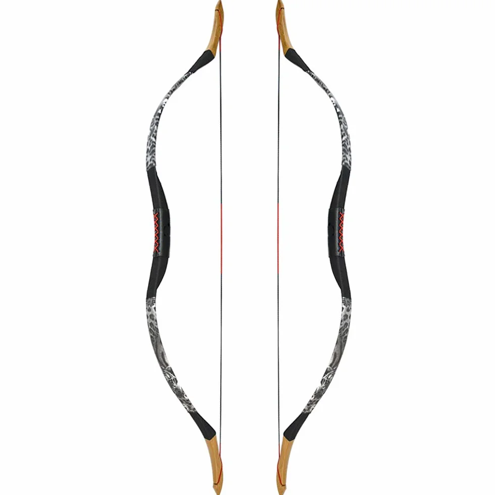 Arc Longbow Traditionnel en Bois et Cuir 25-40 lbs Tir à l'Arc