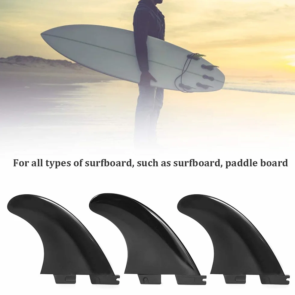 Aileron arrière de Planche de Surf FCS2 G5 Fibre de Verre Noir 3 pièces