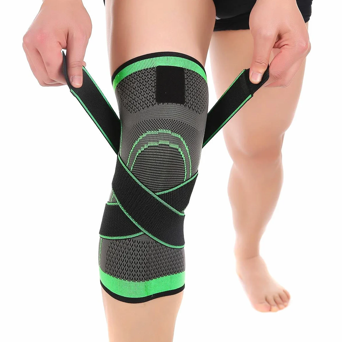 Knee Compression Sleeve pour Hommes Femmes Genouillères Supports Basketball Haltérophilie Gym Workout Vert X-Large