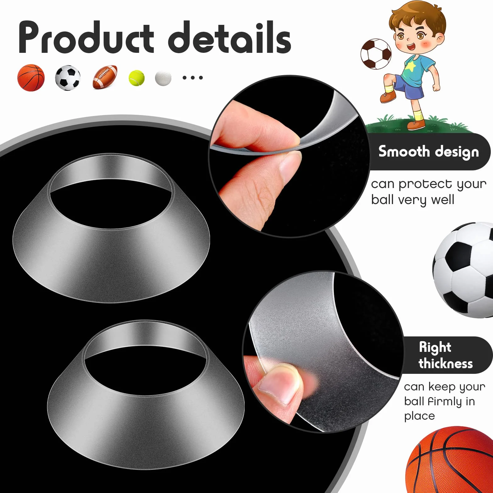 Support d'Affichage de Balle de Souvenirs 6 Pièces Piédestal Boule Transparent pour Basketball Football Volley-Ball