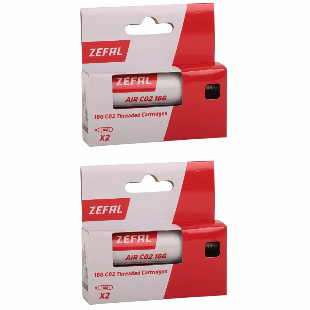 ZEFAL Pack Cartouche CO2 16g - 2 Boîtes de 2 Cartouches Filetées pour Pompe à Vélo