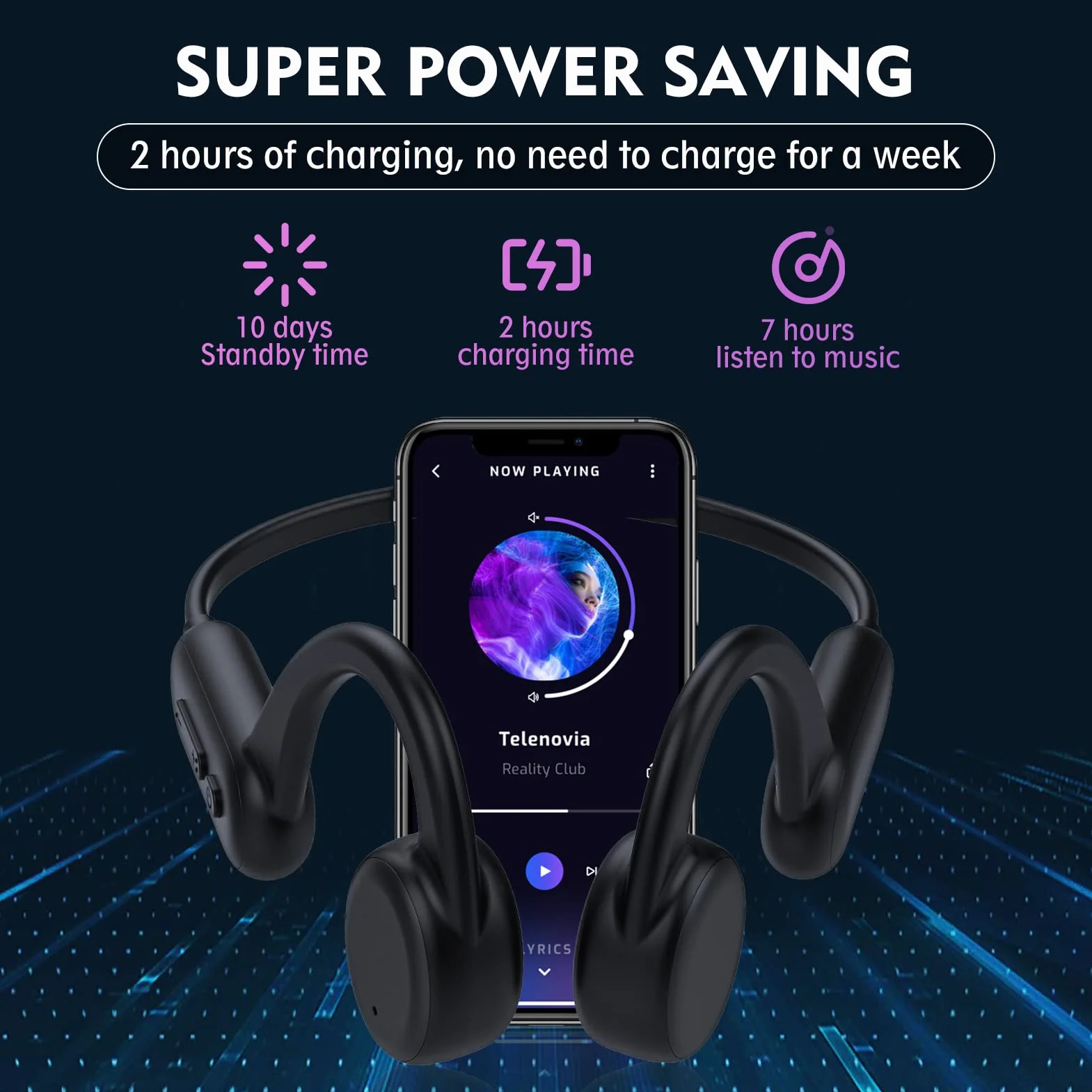 Casque à conduction osseuse IP68 Bluetooth 5.0 Open Ear lecteur MP3 mémoire 8G natation course cyclisme
