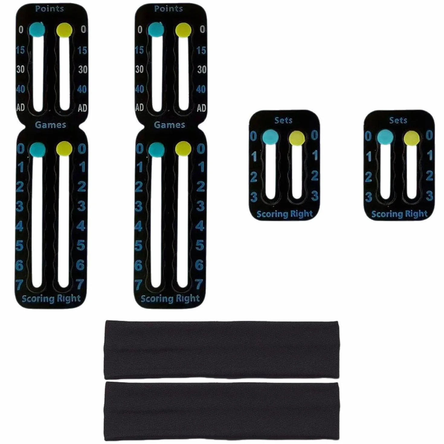 Portable Tennis Scorekeepers Set - 2 Scoreboards with 2 Headbands for Training & Competition