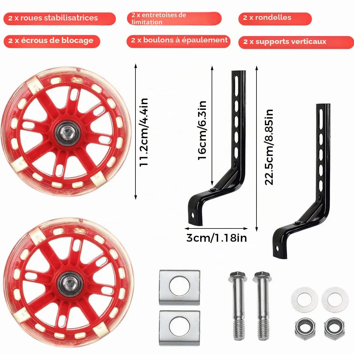 Roulettes Stabilisatrices Universelles 12-20 Pouces pour Vélo Enfant