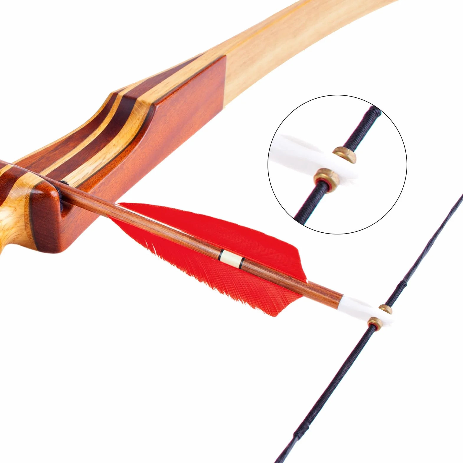 PATIKIL Corde d'arc Traditionnelle 12 brins pour Arc Recurve AMO 48", Rouge-Noir