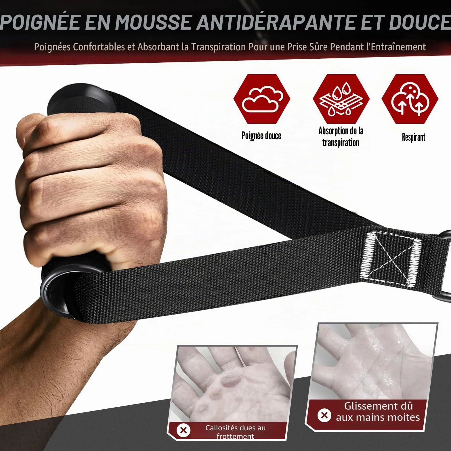 Bande Élastique Fitness Lot de 5 avec Poignées Sangles de Cheville et Ancre de Porte - Kit Complet Musculation Pilates Yoga
