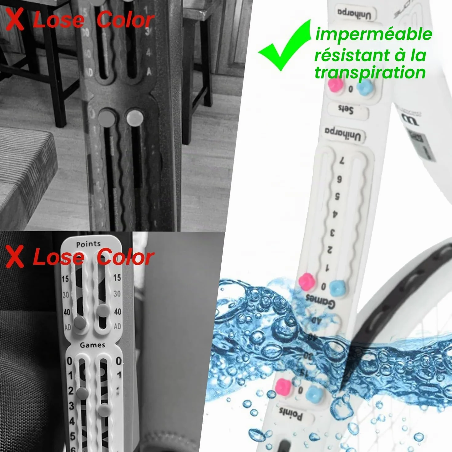 Uniharpa Compteur de Score Portable pour Tennis ITF Certifié 1.9g Affichage Points/Jeux/Sets