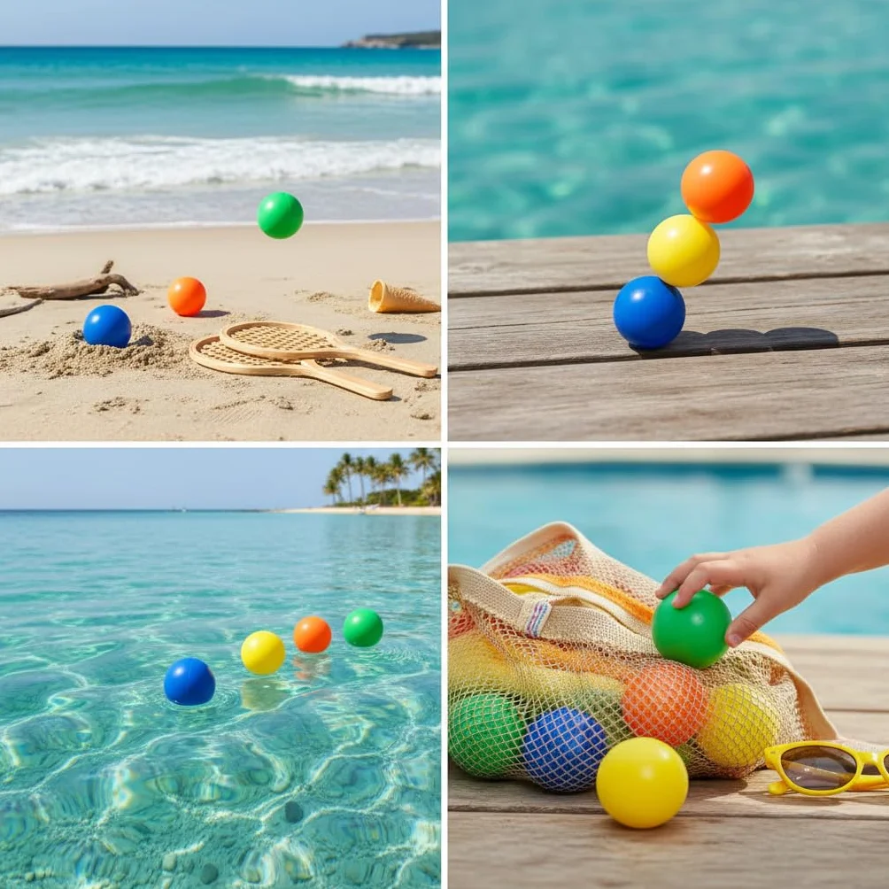 Balles de plage pour raquettes BRILY, 4 cm, lot de 4, multicolore