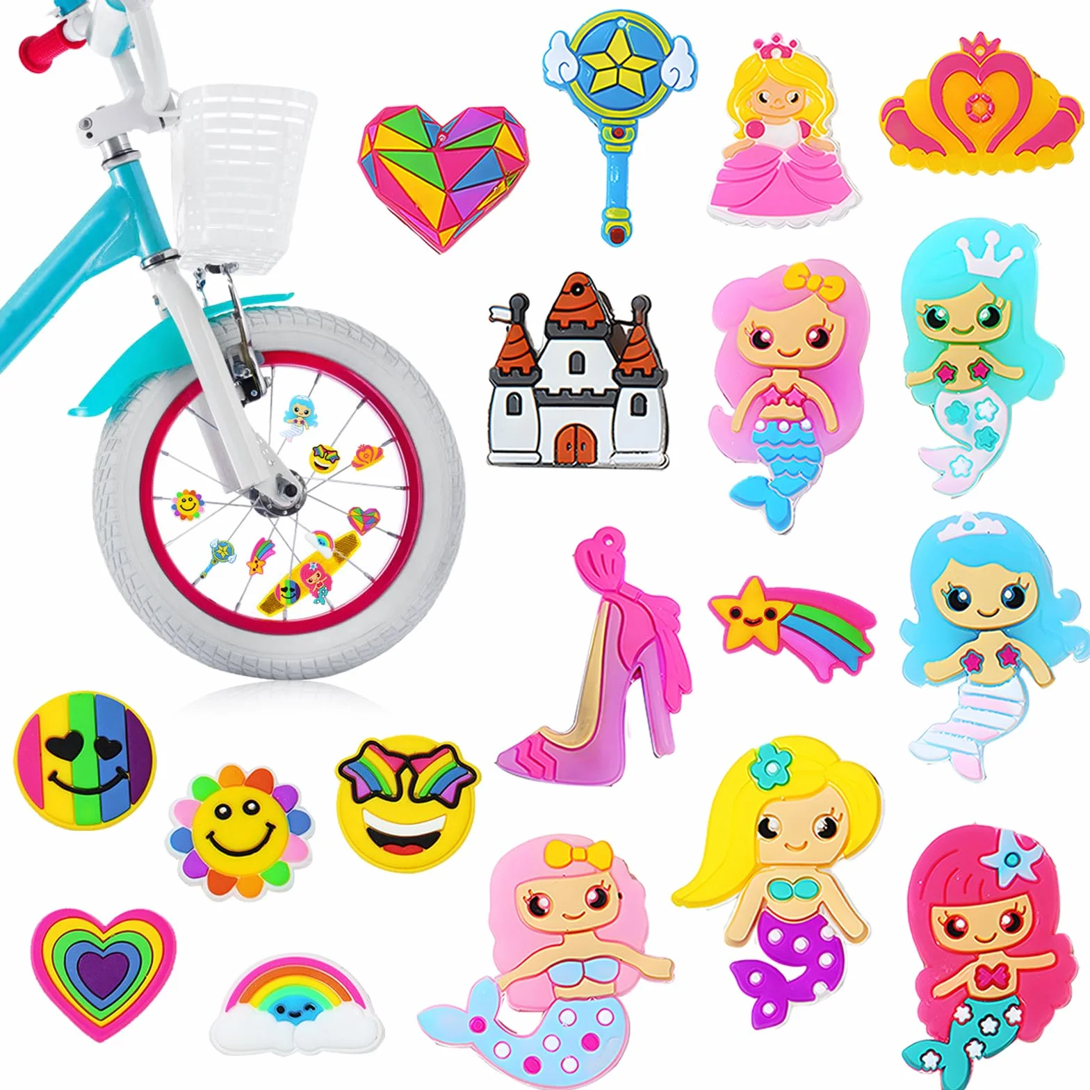 Perles Rayons Vélo Colorés Décoration Velo Enfant 18 Pièces Accessoires Plastique