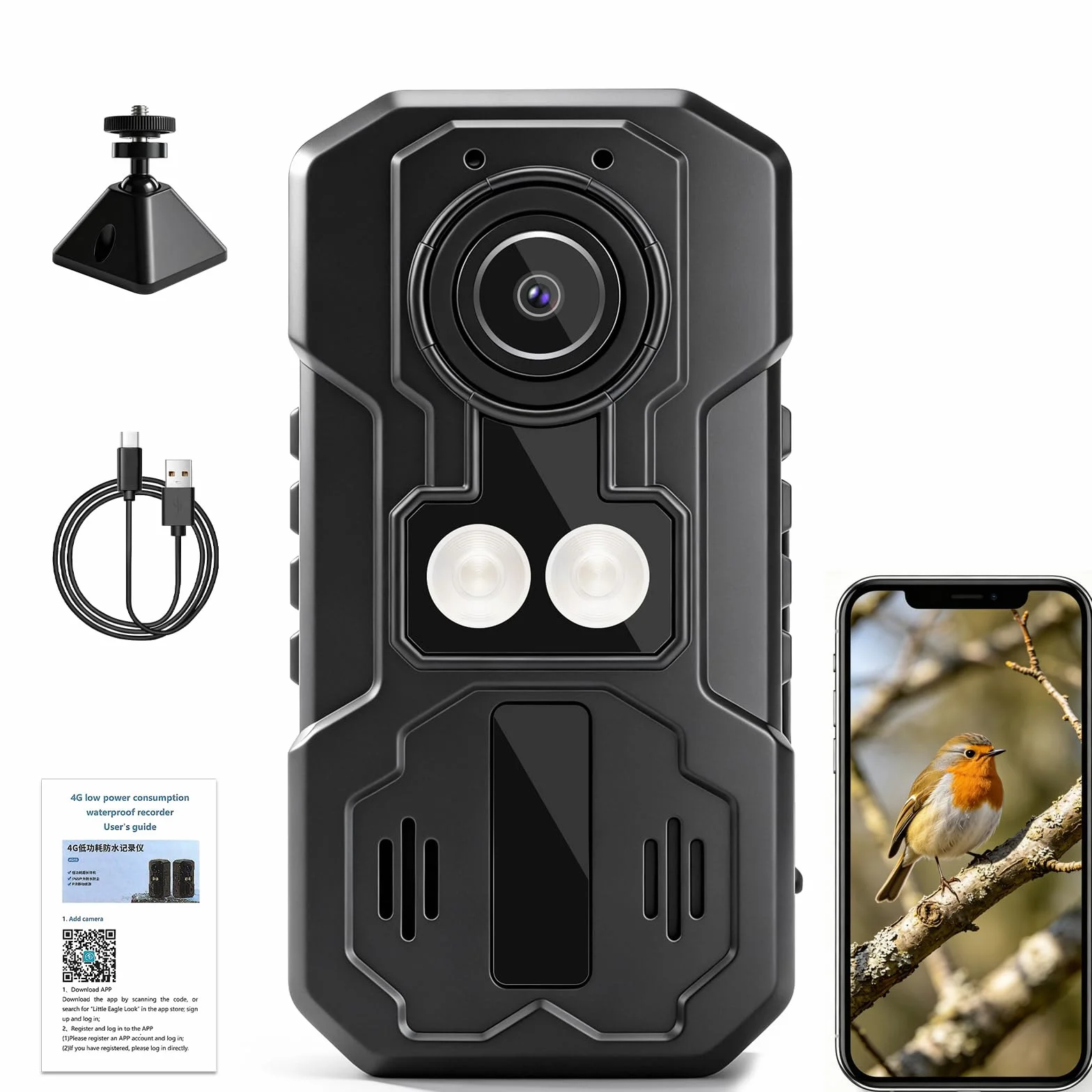 Mini Caméra de Chasse 1080P, Camera Animaux Exterieur 12 Mégapixels 4K Caméra Vidéo étanche Grand Angle de 120° Vision Nocturne par LED Infrarouge 940 nm