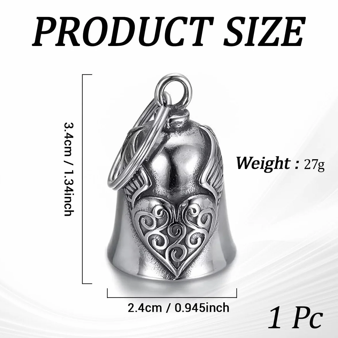 Ruvan Guardian Bell, Clochette Moto Porte Bonheur, Guardian Ride Bell, Guardian Bell Moto Vélo, Acier Inoxydable Moto En Forme D'ange Gardien À Suspendre