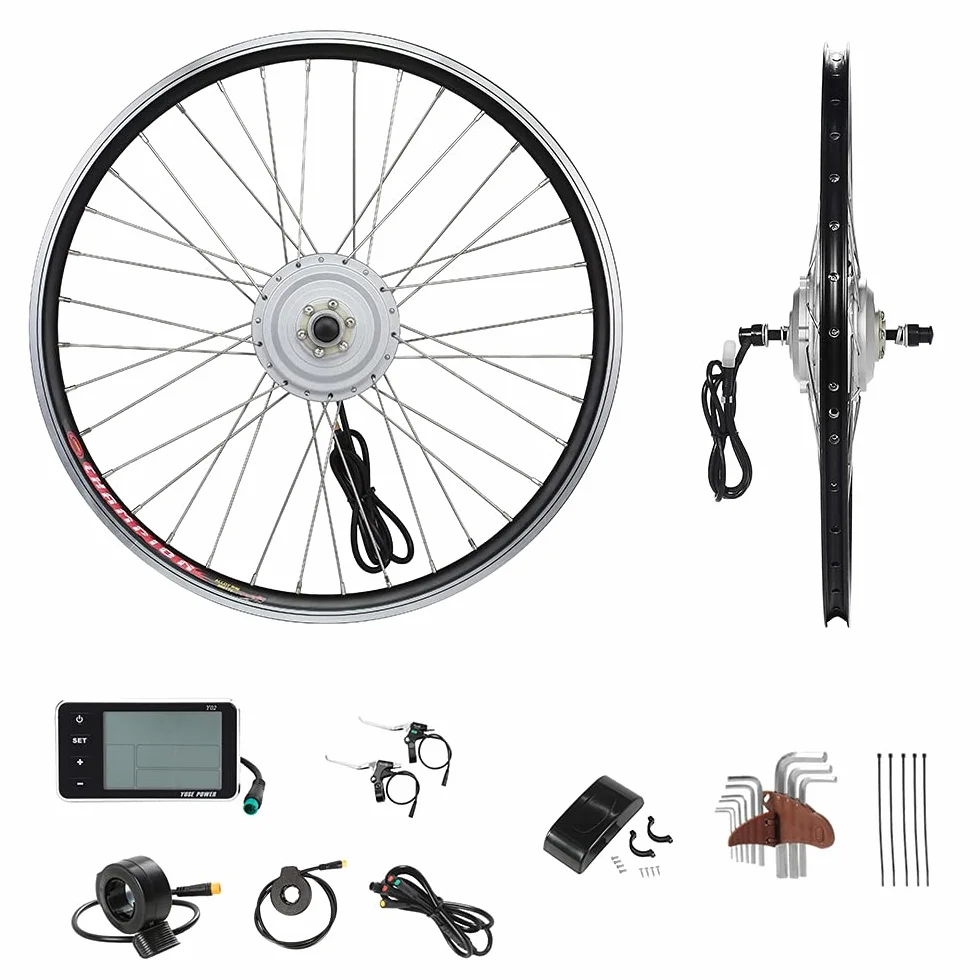 YOSE POWER Kit de Conversion Vélo Electrique 36V 250W 24 Pouces Moteur Roue Avant avec LCD