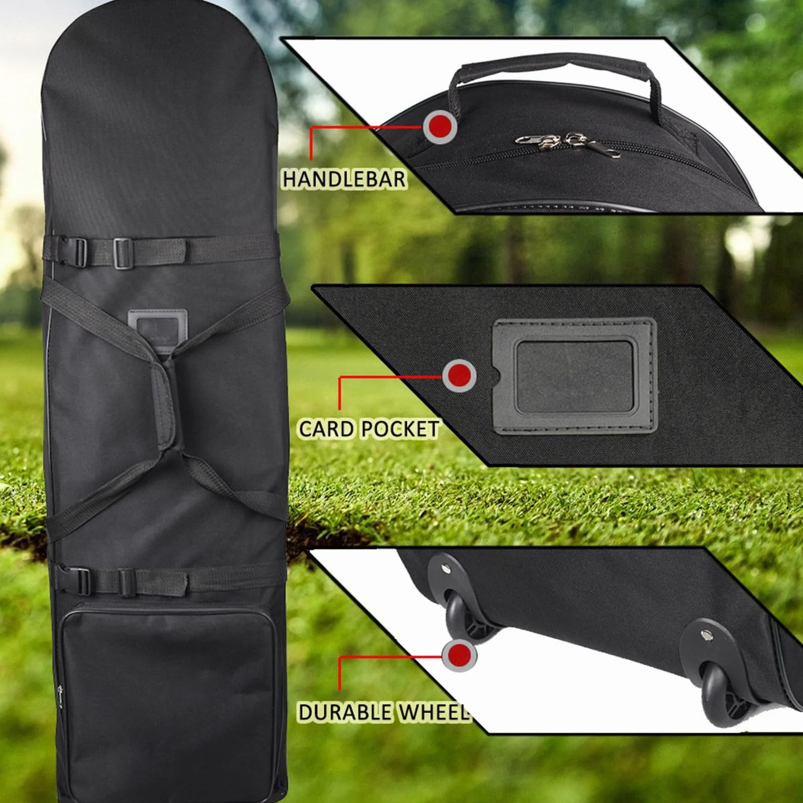 Sac de Voyage de Golf Oxford 900D avec Roulettes Housse Protection Club Golf Flight Bag Single-Layer