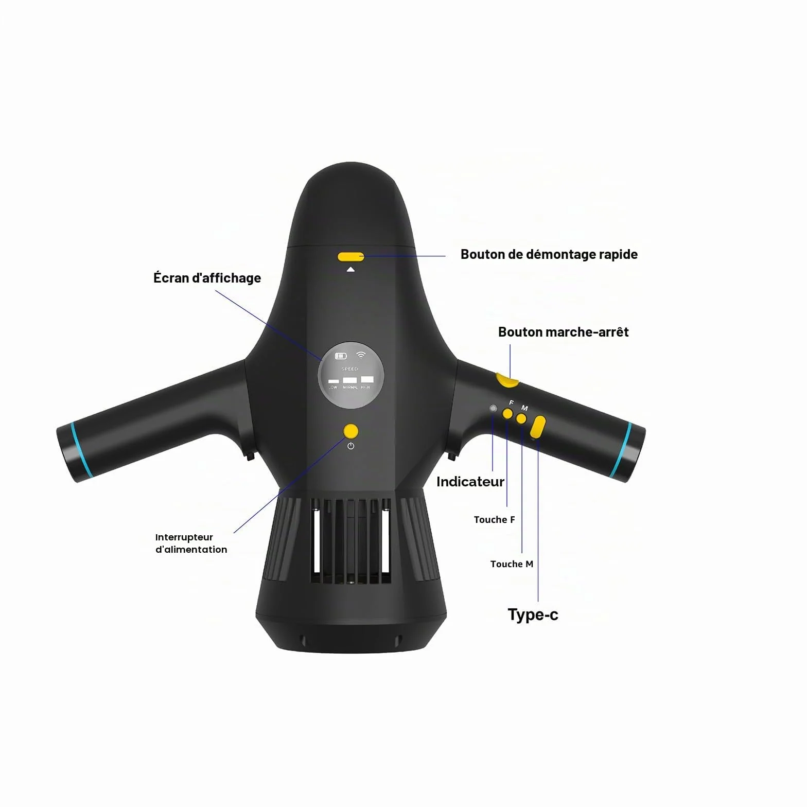 OBEST Trottinette sous-Marine Electrique 5 km/h 4500 mAh avec Support Caméra Action Affichage LCD 3 Modes Vitesse