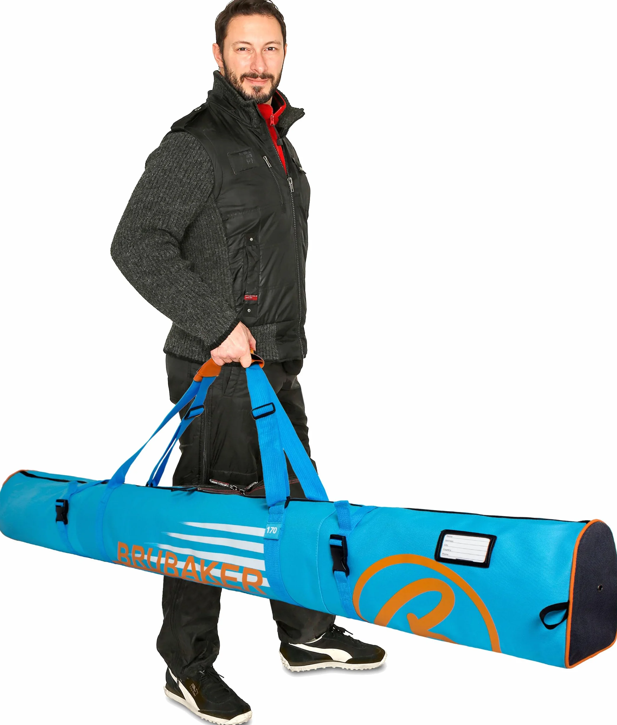 Brubaker Carver Champion Sac de Ski rembourré 170 x 34 x 34 cm Bleu Orange