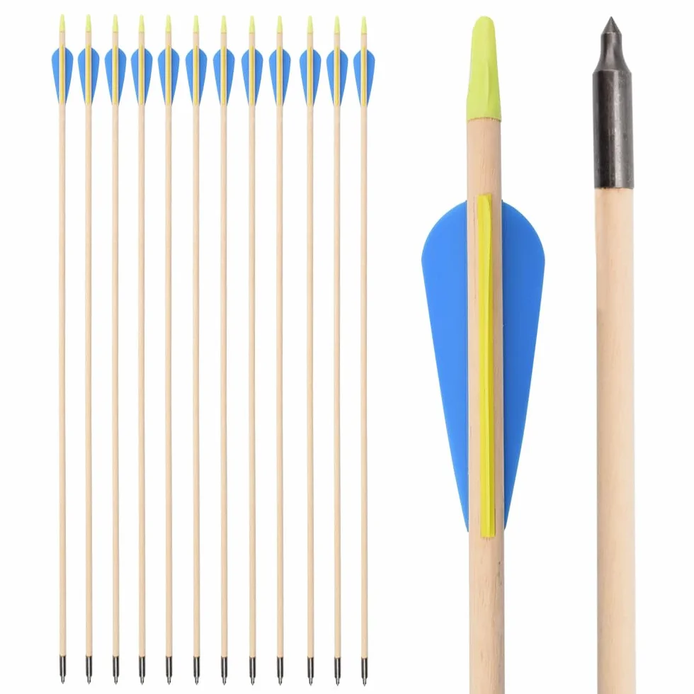 Flèches en Bois Incurvées 28-32 Pouces Lot de 12