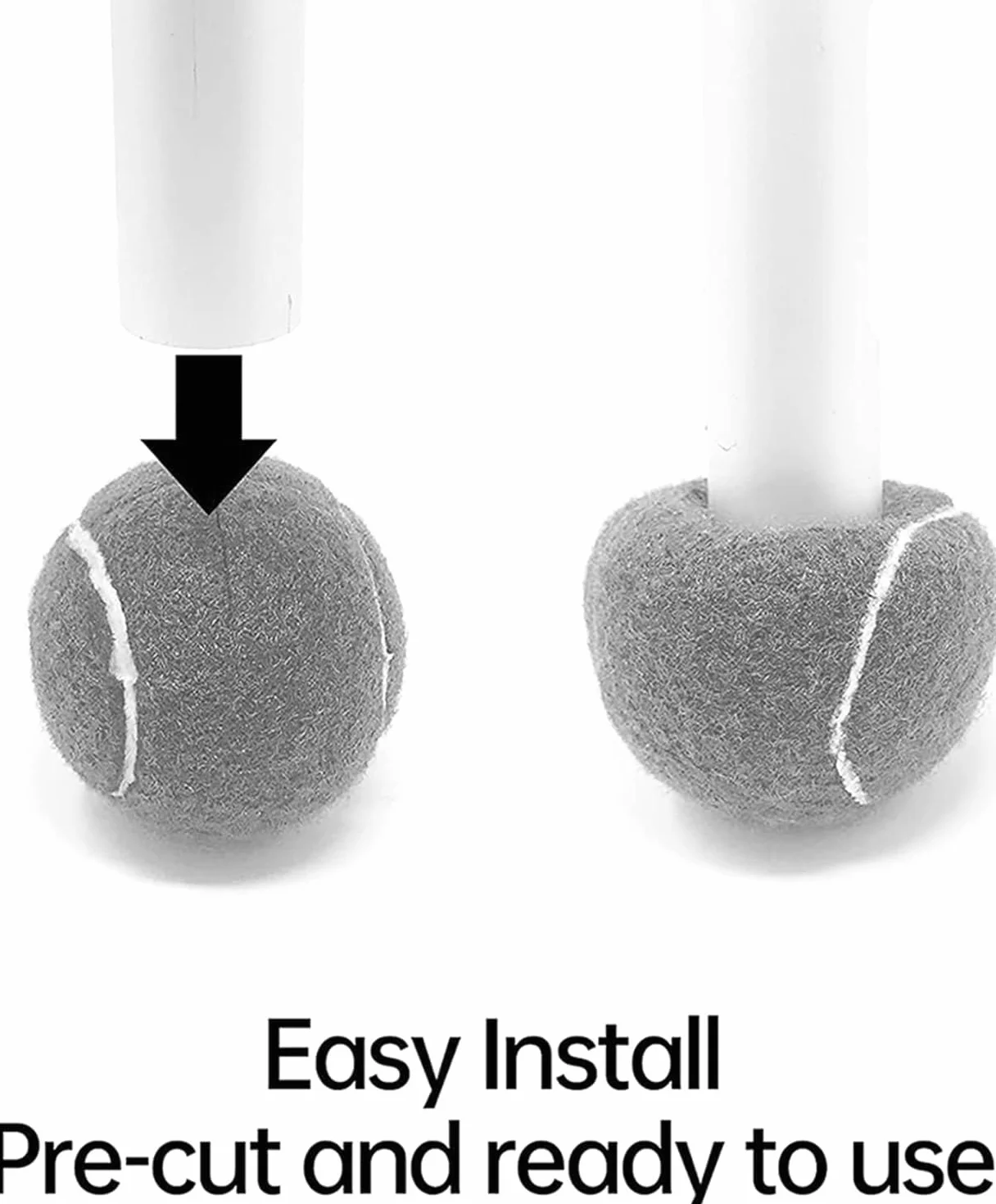 Balles de Tennis Prédécoupées pour Pieds de Meubles, Protection de Sol, Revêtement en Feutre, Gris, Lot de 16