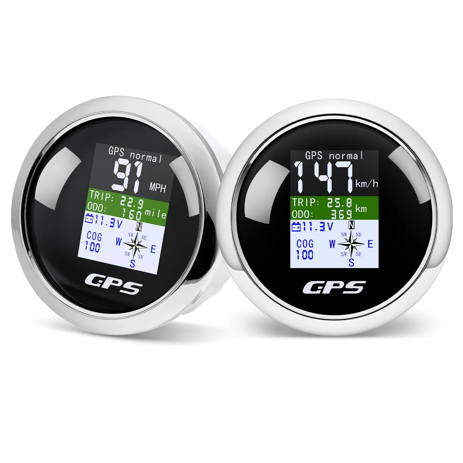 Compteur de vitesse et compteur de vitesse GPS numérique 85 mm avec compteur kilométrique, étanche IP67 pour voiture, bateau, yacht - 12 V/24 V
