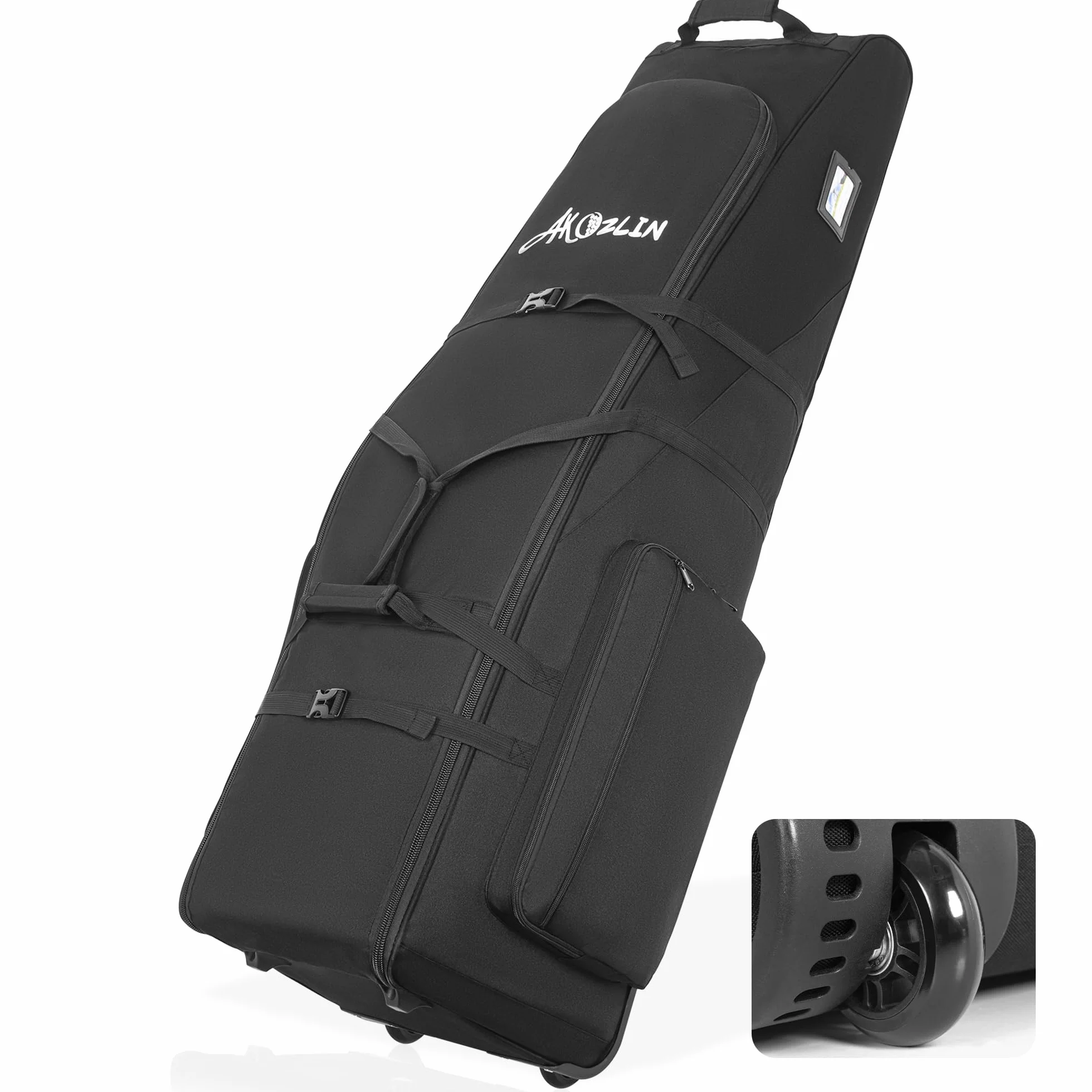 Sac de golf de voyage AKOZLIN avec roues 900D Oxford robuste rembourré pliable imperméable noir