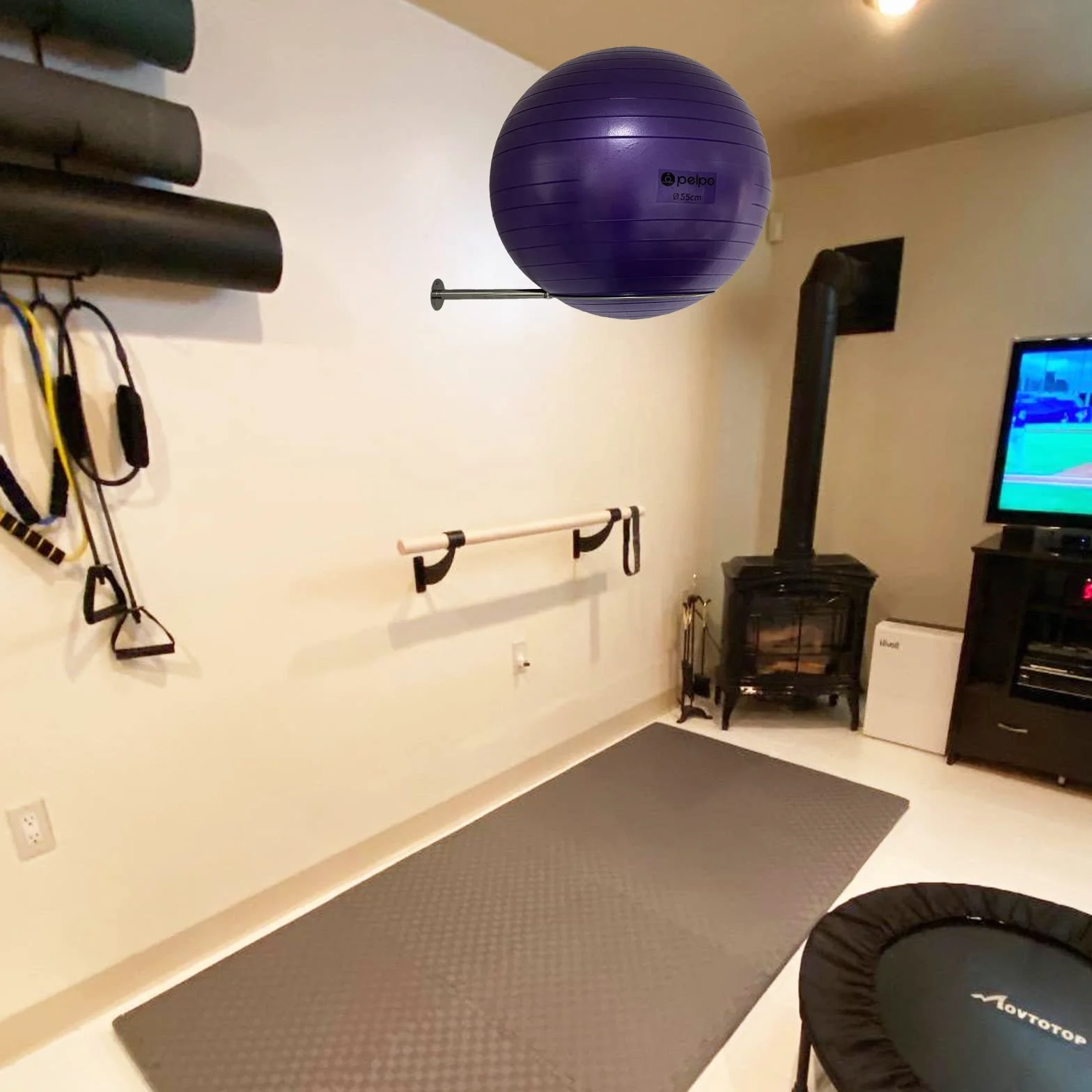 Support mural en acier inoxydable pour ballon de yoga 32 cm