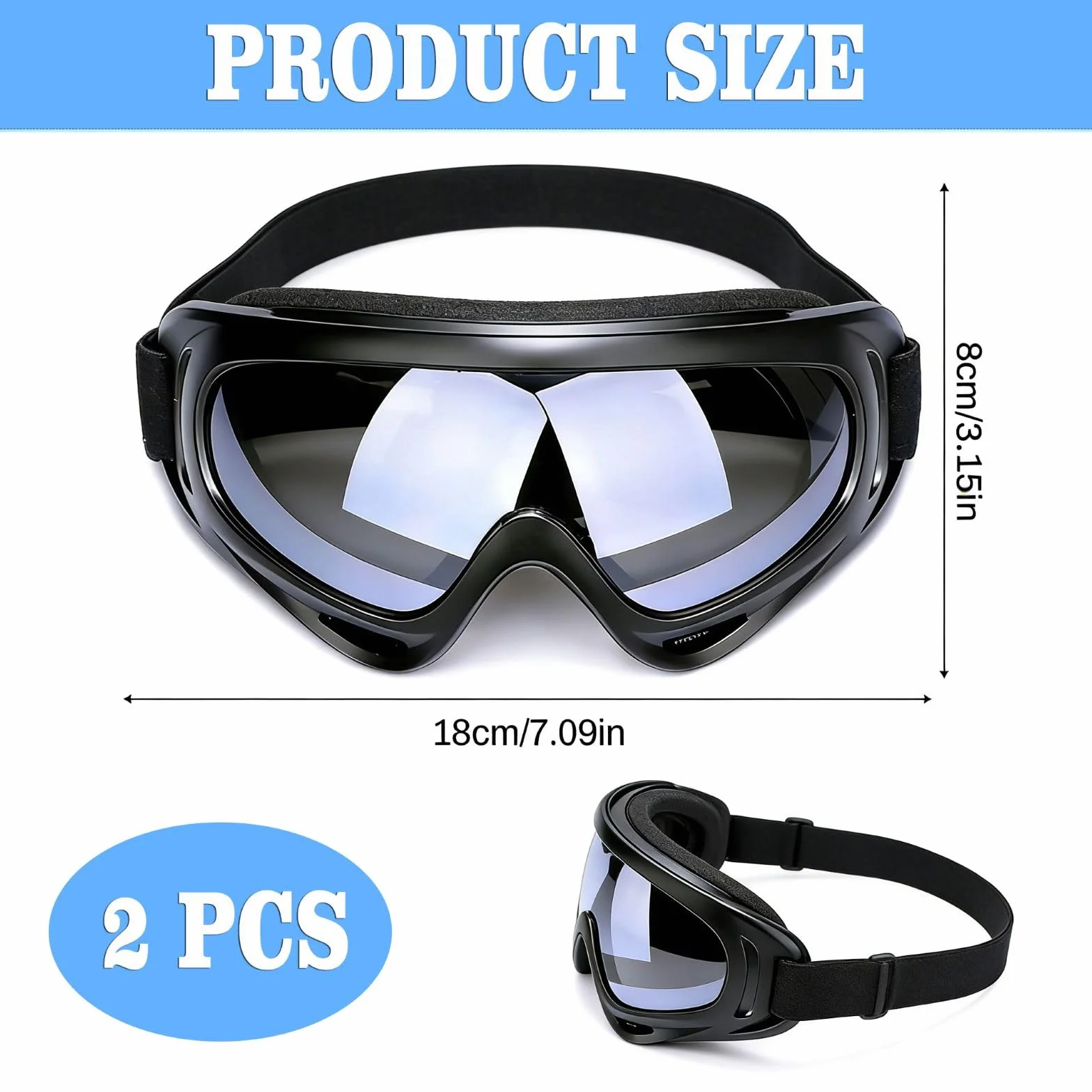 Lunette de Ski Lot de 2 pour Homme et Femme Protection UV Anti-Buée Coupe-Vent Cyclisme Snowboard Randonnée