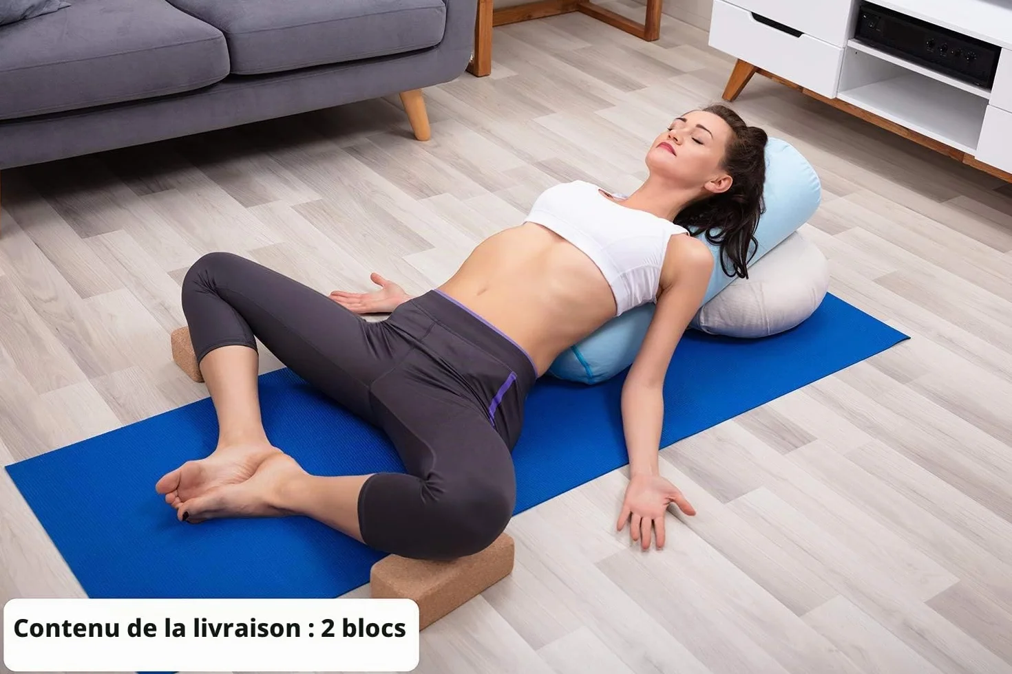 AMITYUNION Blocs de Yoga 65mm Lot de 2 Naturel Hatha Yoga Méditation Pilates