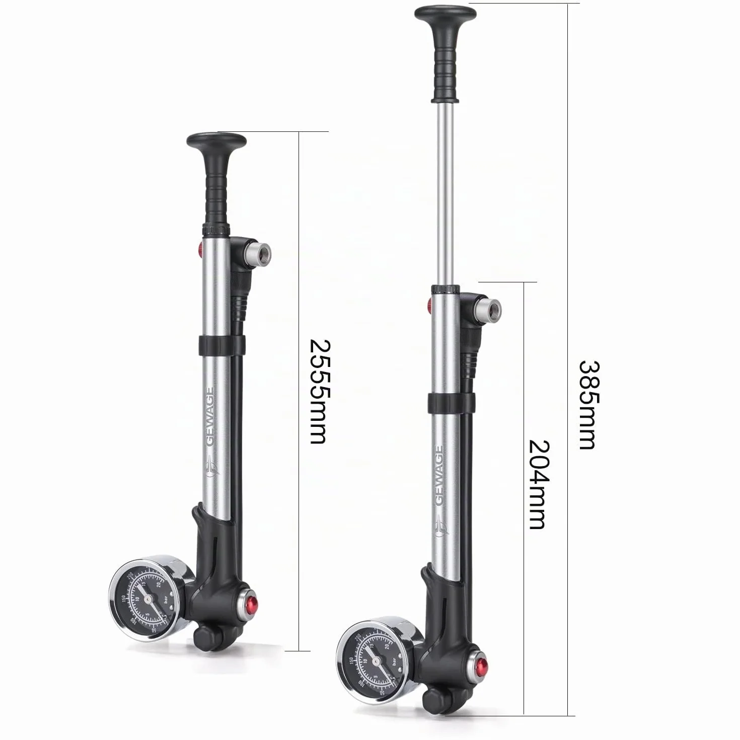 Pompe à Choc Haute Pression GEWAGE Max 300 PSI 2 en 1 pour VTT et Suspension arrière