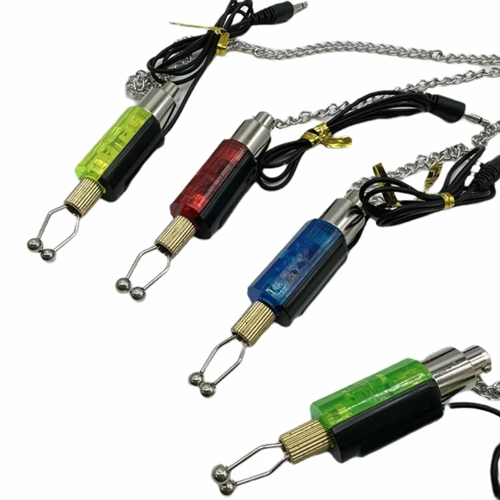 Indicateur de touche LED avec 4 bobines pour la pêche à la carpe, pas de batterie nécessaire, compatible avec la plupart des alarmes (4 couleurs)