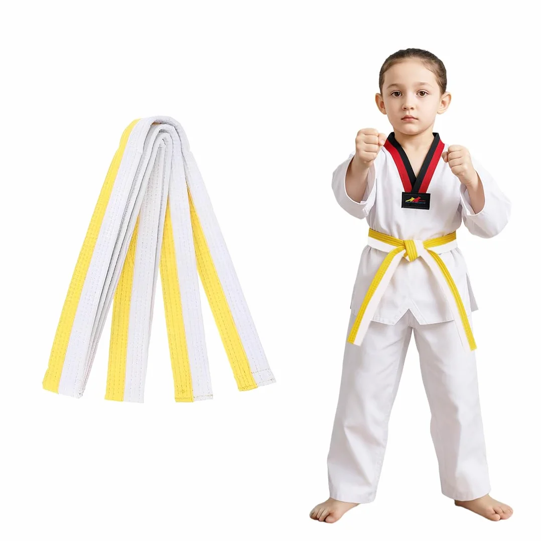 Ceintures d'Arts Martiaux Blanc et Jaune Judo Taekwondo Karaté 160cm