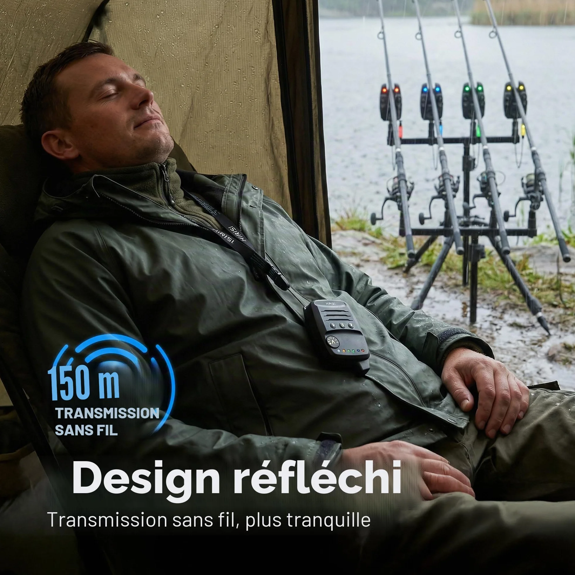 Hirisi Tackle Lot de détecteurs de touche pour carpe avec télécommande sans fil, 6 couleurs réglables, sensibilité, volume et son, cordon inclus