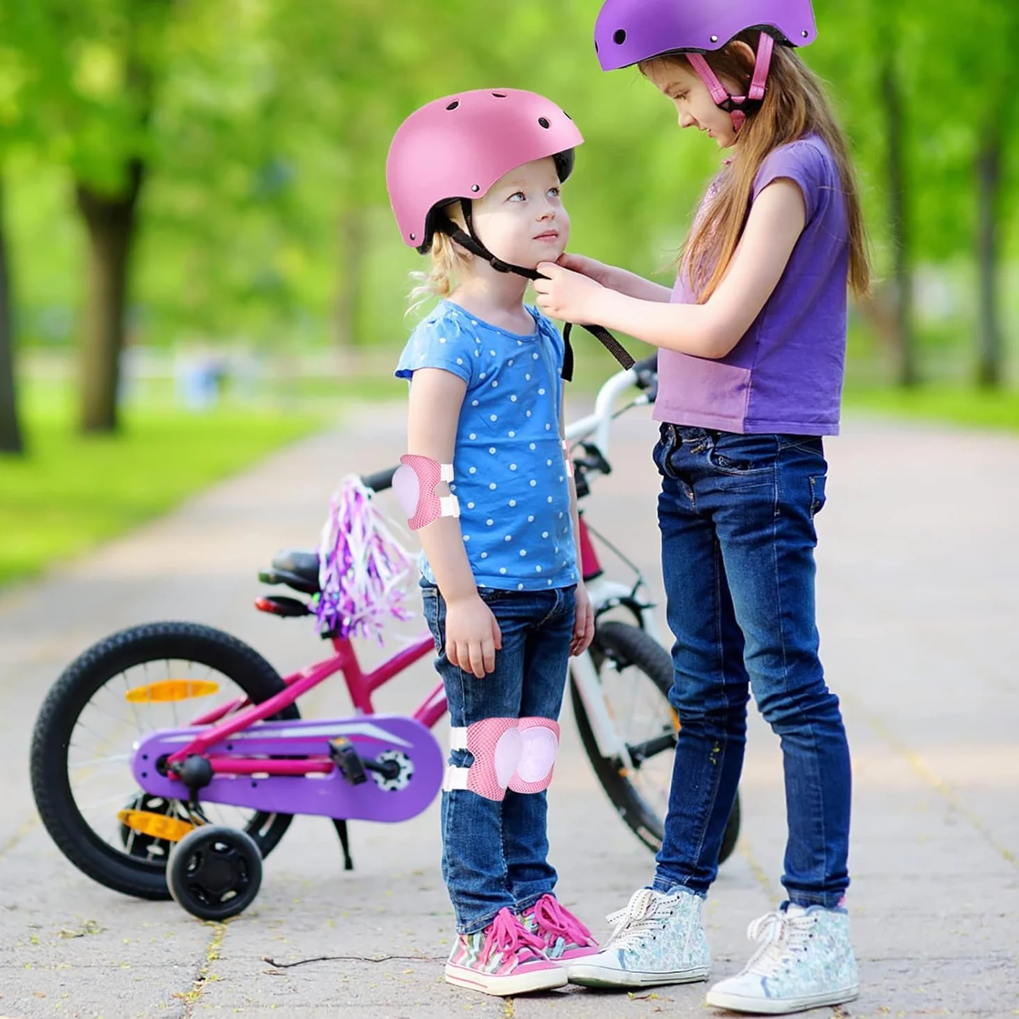 Set de Protection Enfant 7 Pièces Casque Vélo Genouillères Coudières Protège-Poignets