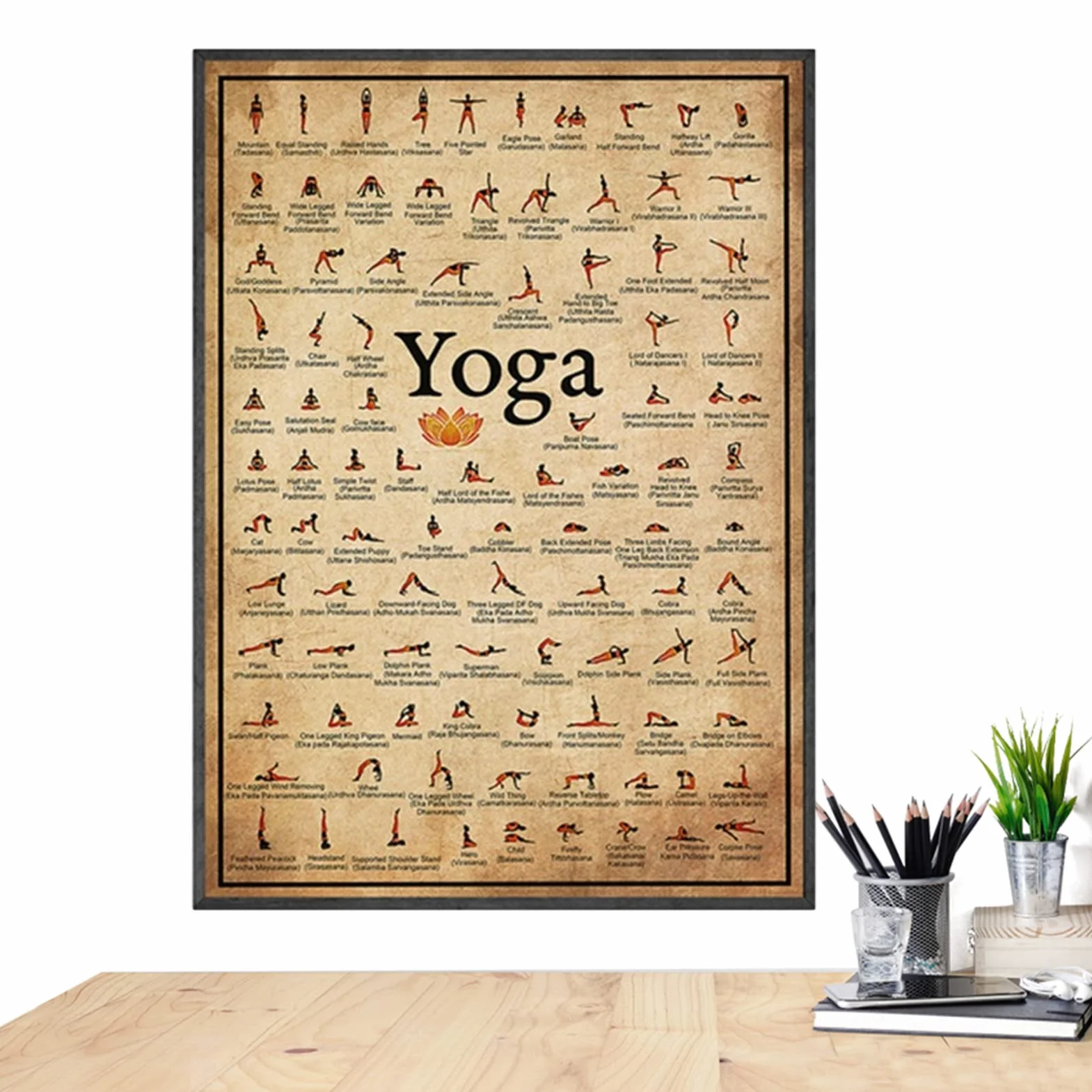 Affiches de poses de yoga pour salle de gym à domicile, décoration fitness, tableau d'exercices