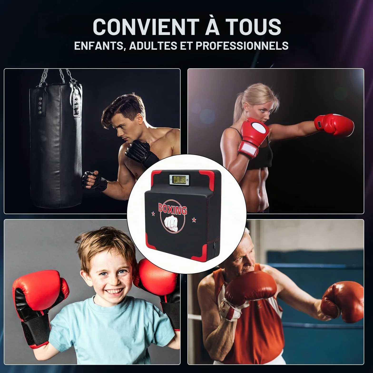 Hoteam Testeur de force de frappe avec capteur de force de frappe réglable en hauteur - Équipement d'entraînement de boxe mural - Machine de boxe pour adulte et enfant