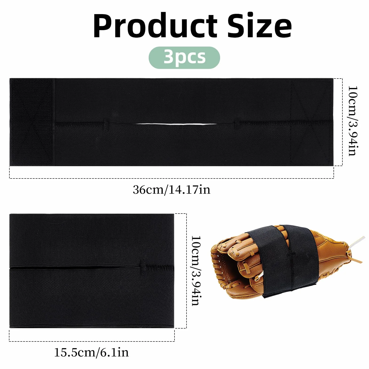 NICENEEDED 3 Bande de Protection pour Gants Sangle Élastique Baseball Softball Accessoires