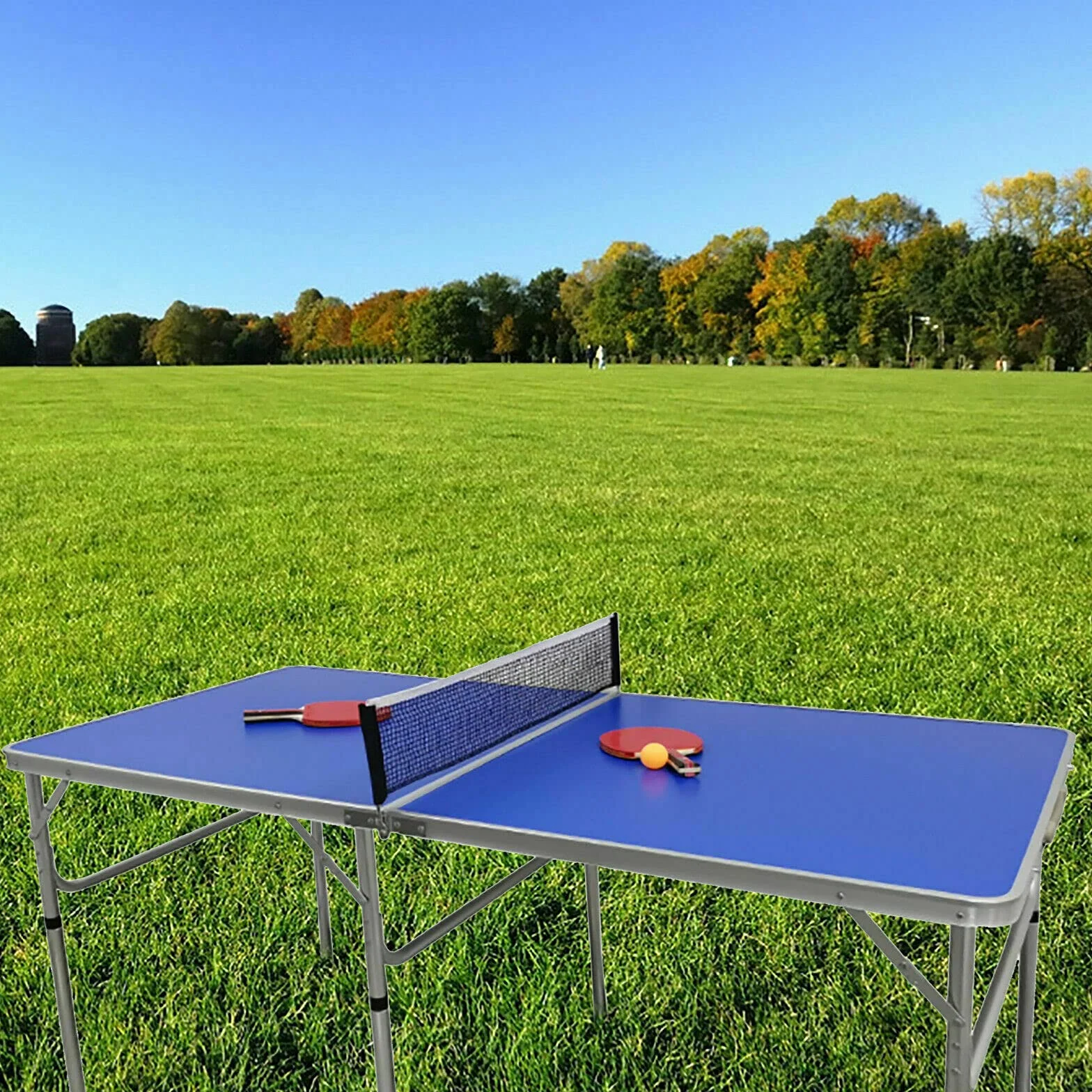 SHZICMY Table de ping-pong pliable - Pour l'intérieur et l'extérieur - 152 x 76 x 76 cm, bleu