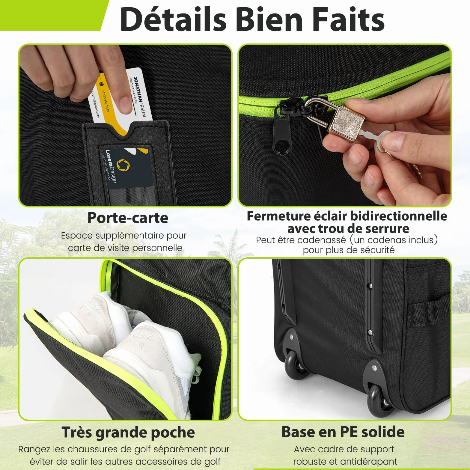 COSTWAY Sac de Golf à Côtés Souples à Roulettes, Housse de Voyage en Oxford avec Pliage