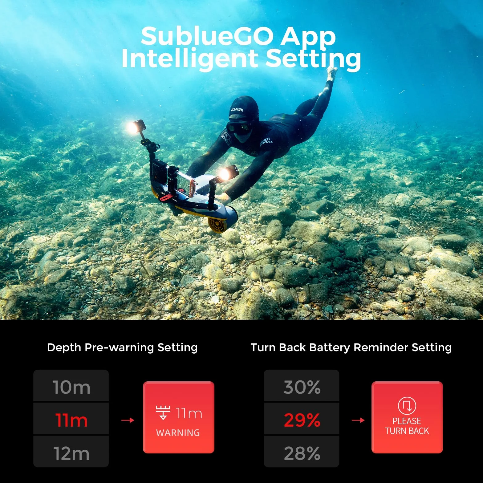 Sublue Navbow Plus Smart sous-Marine Trottinette à Double Moteur avec Support pour caméra d'action, 2 m/s, pour Piscine, Plongée, Scooter (Arance-S)