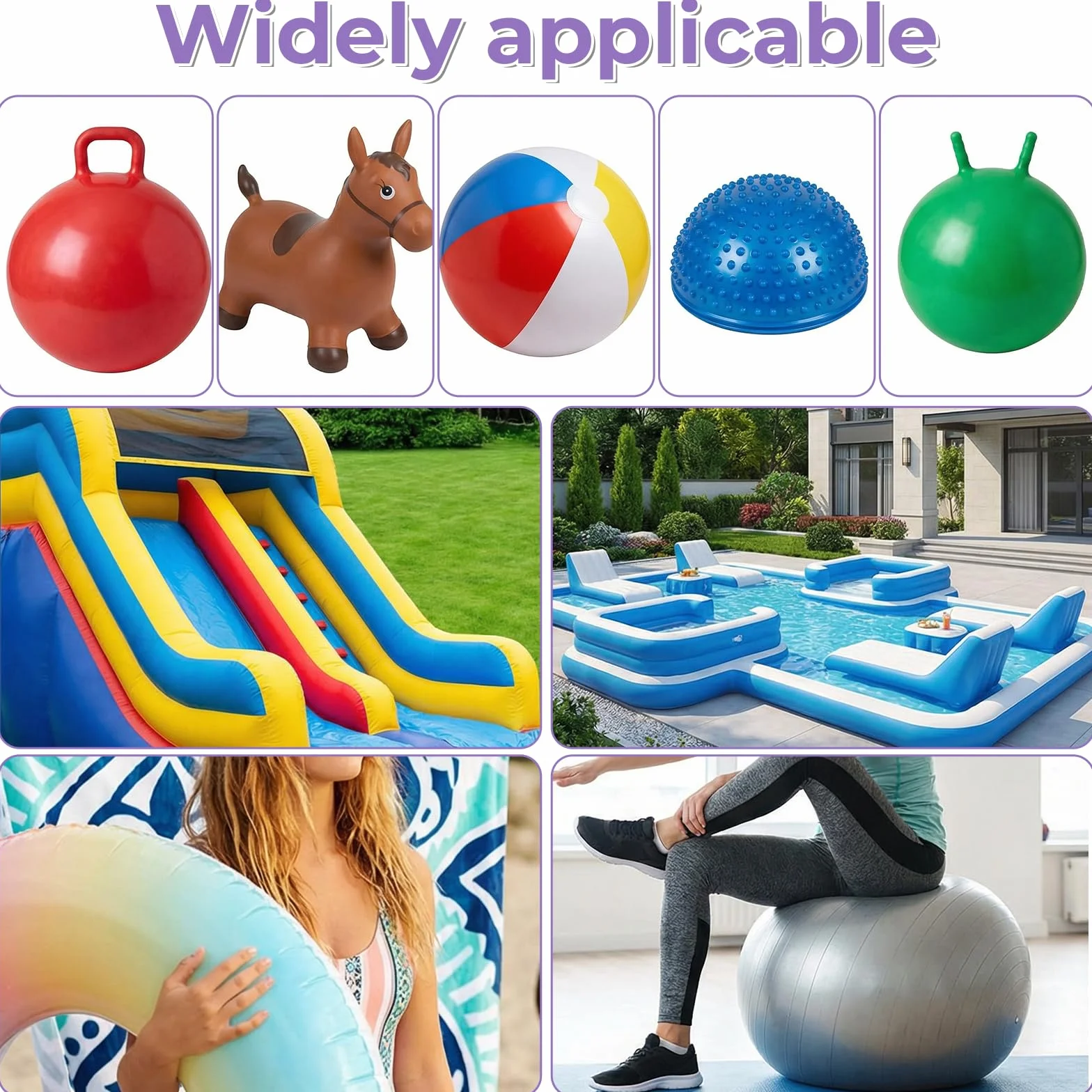 Lot de 12 bouchons interchangeables pour ballon de gymnastique avec 2 extracteurs d'air