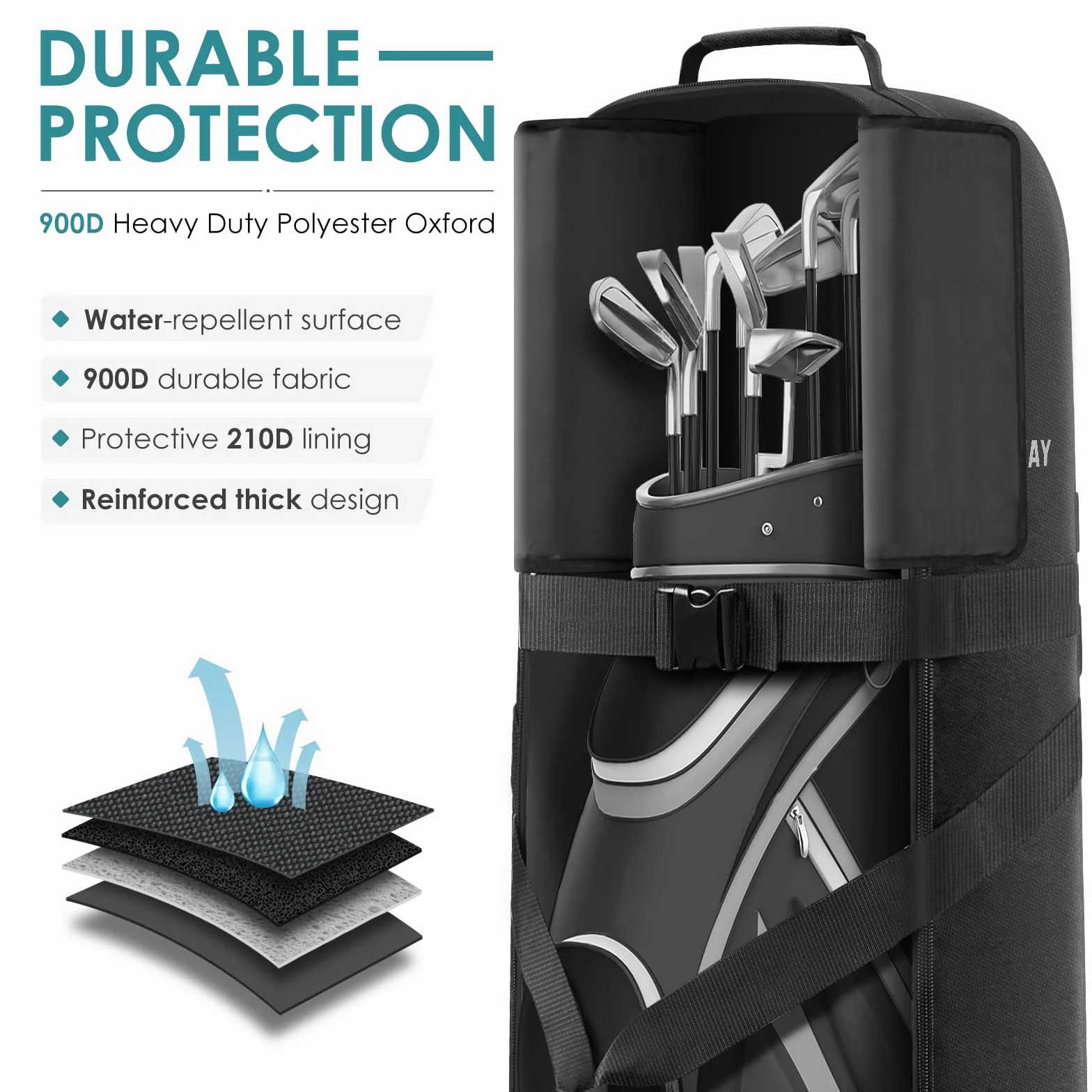 Findway Sac de Voyage pour Golf avec Roues, Tissu Oxford 900D Résistant à l'usure et Imperméable