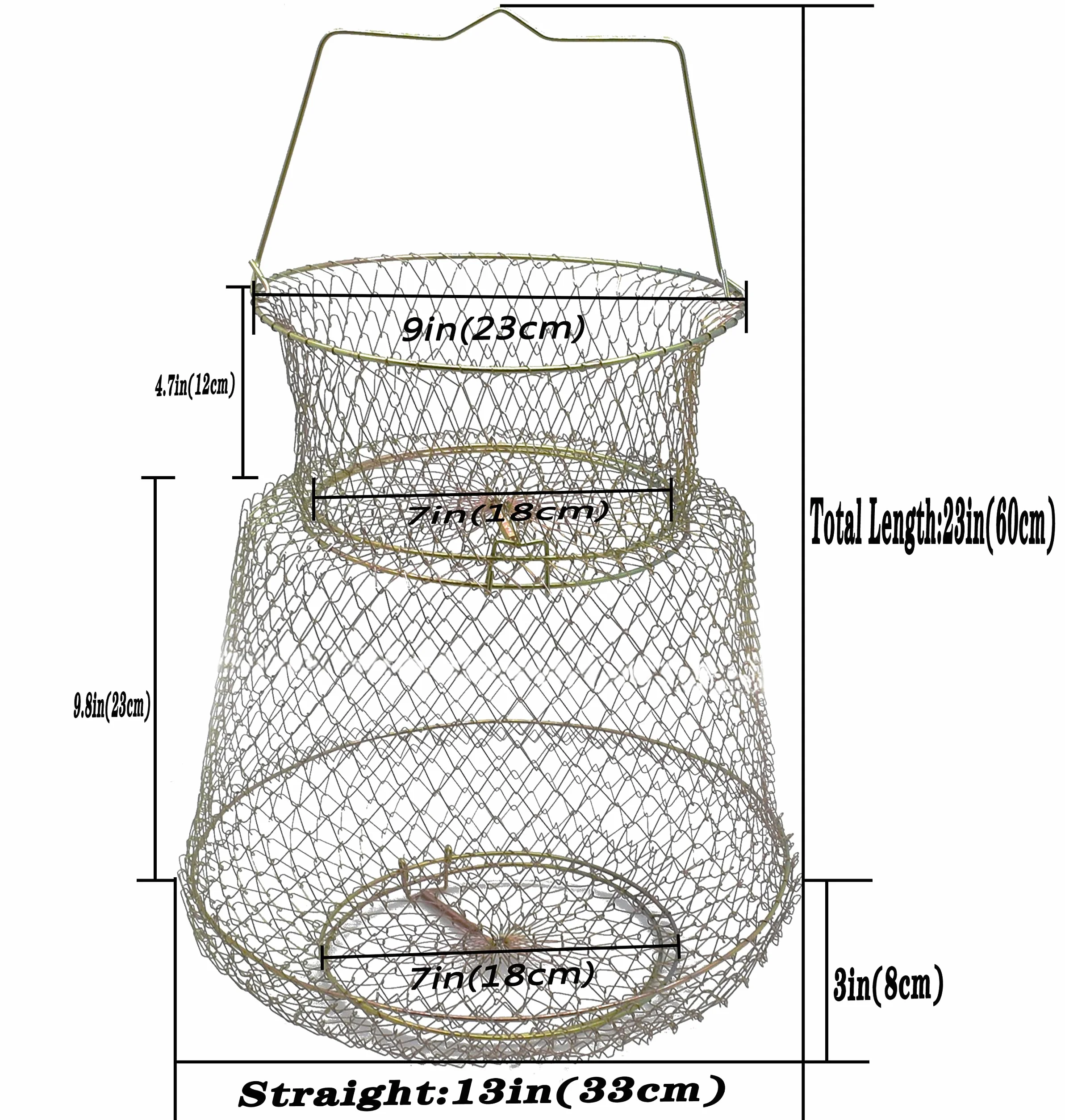 Panier à Poisson en Métal Panier à Poisson en Fil métallique Cage de Pêche Pliable Panier de Poisson Crabe