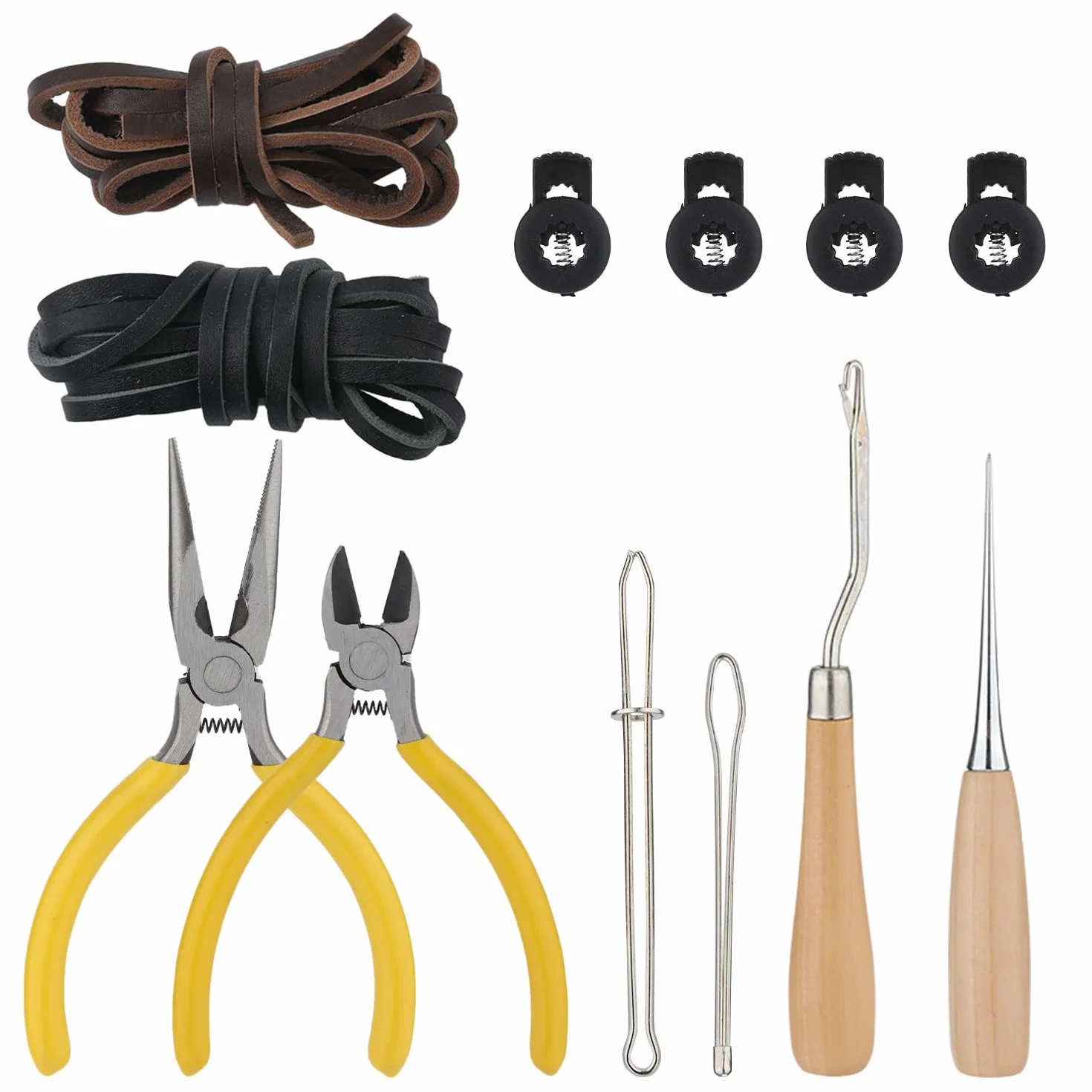 Kit de Réparation de Gant de Baseball 12pcs, Dentelle Cordon pour Gants Softball avec Enfileur et Verrous