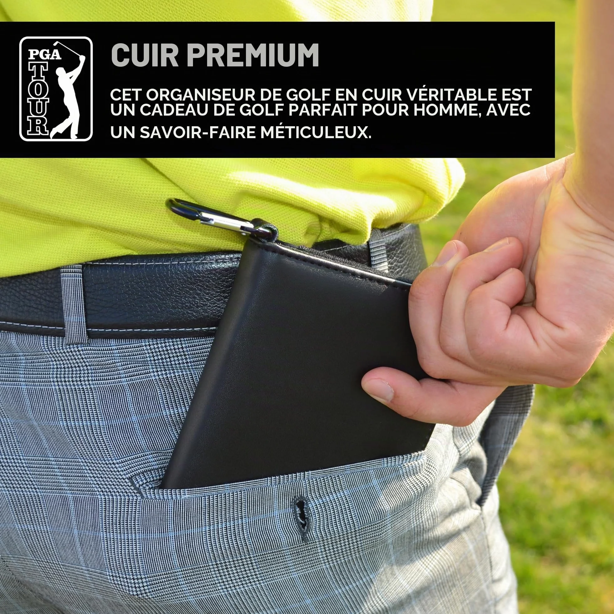 PGA Tour Golf Organiseur en Cuir Noir