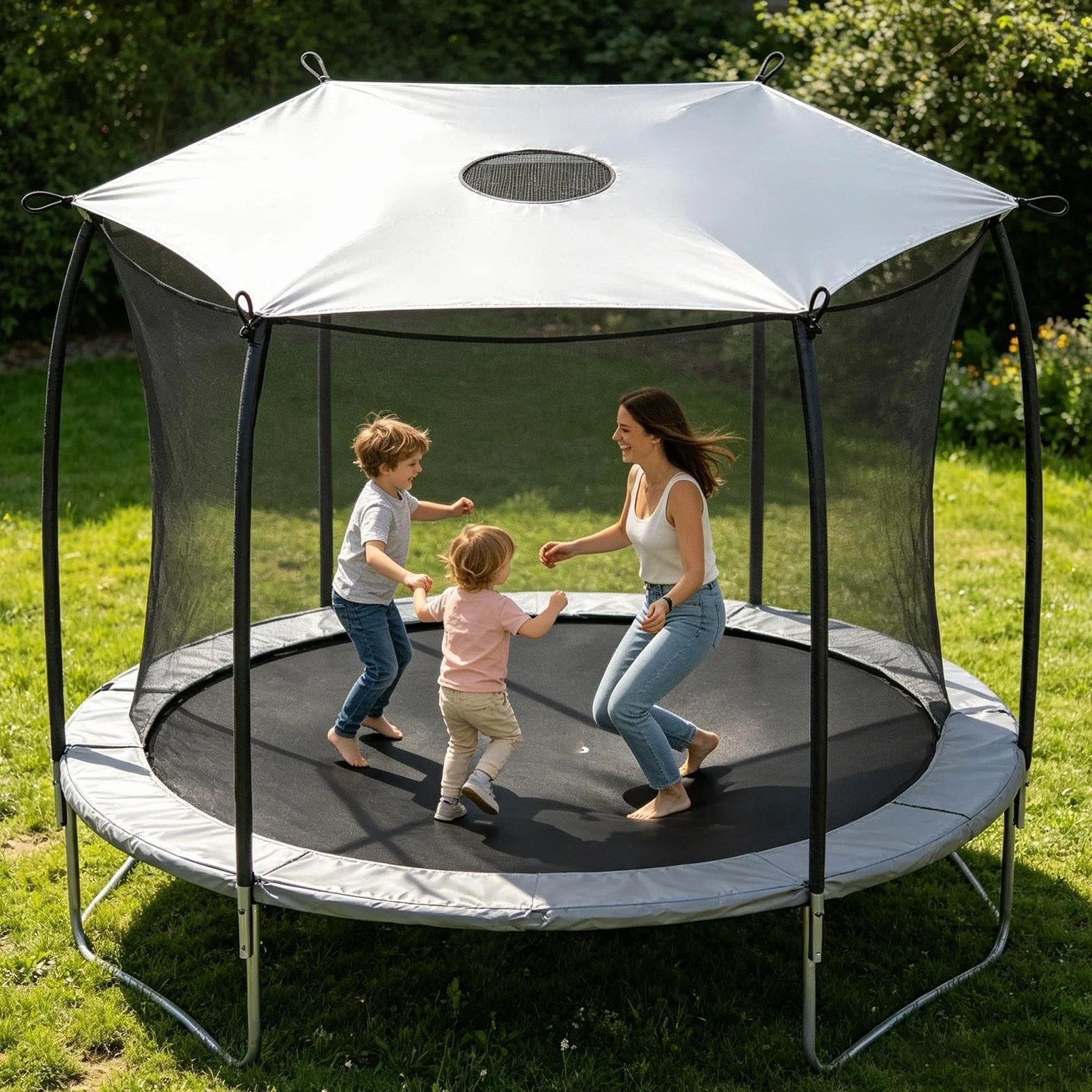 Housse d'ombrage de trampoline Ø 366 cm Anti-UV Imperméable pour trampoline 6 barres