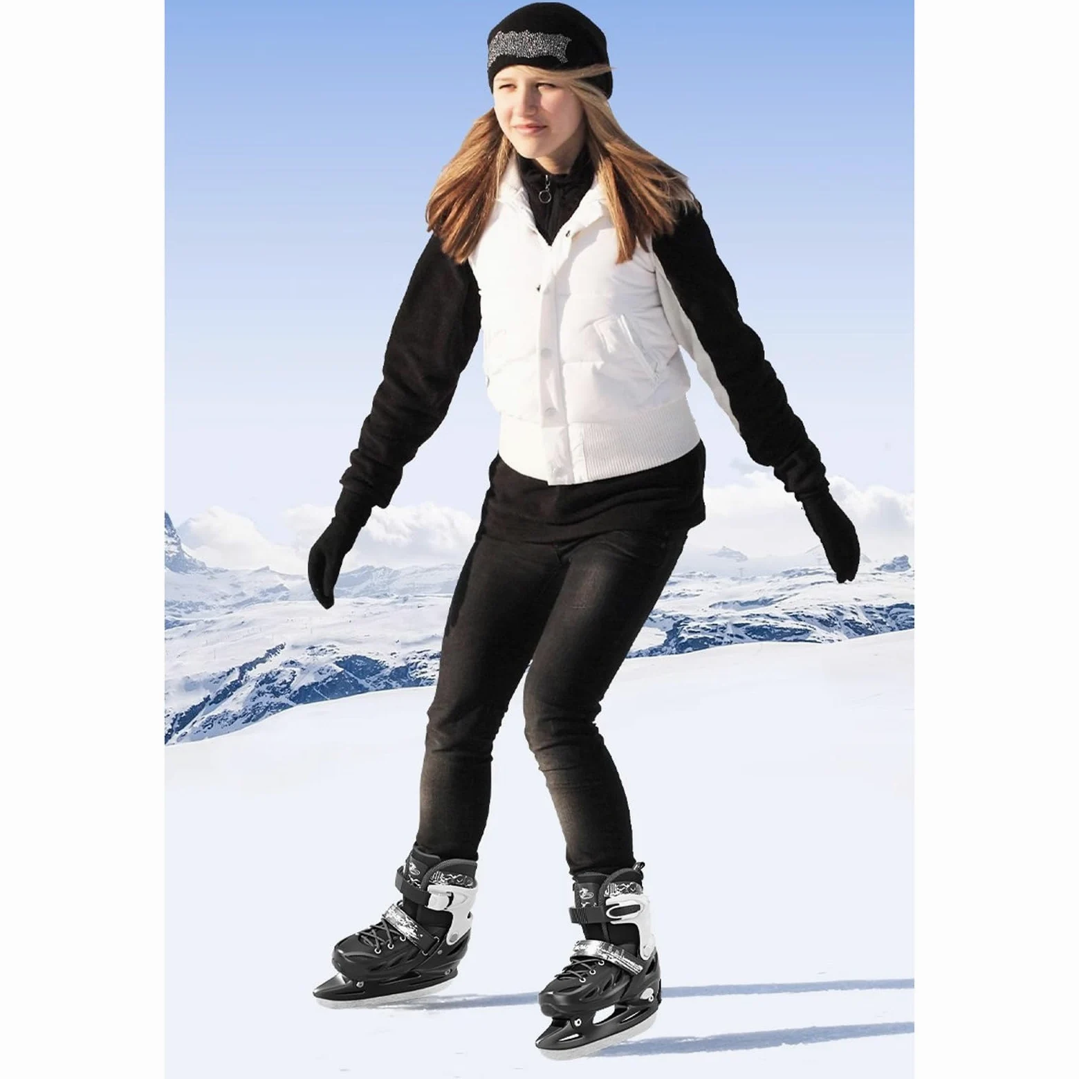 Patins à glace Homme Patins en acier au carbone Patins À Glace avec Système De Laçage Rapide Et Boucle À Poussoir pour Un Maintien Sûr,Patins à glace réglables pour adultes hommes et femmes