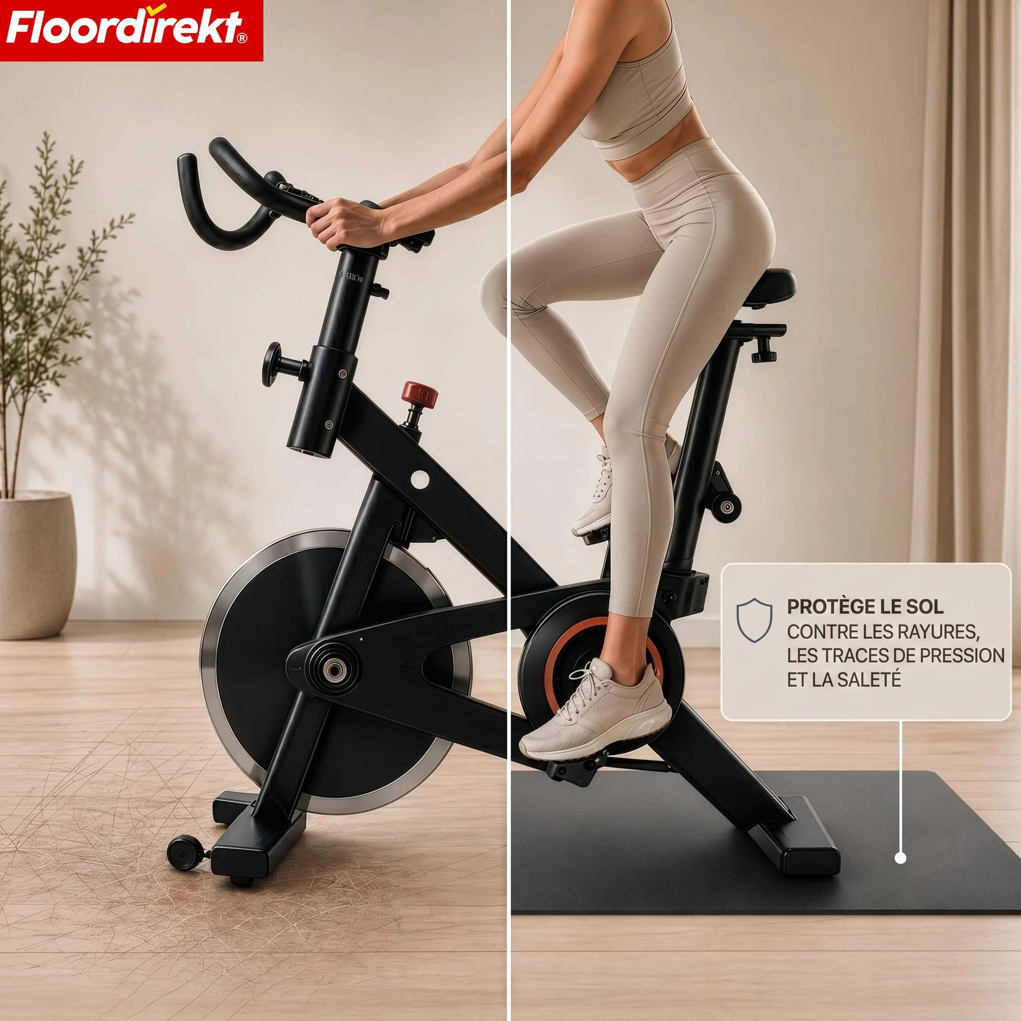 Tapis de protection de sol antidérapant Sparta Floordirekt pour tapis de course, vélo elliptique